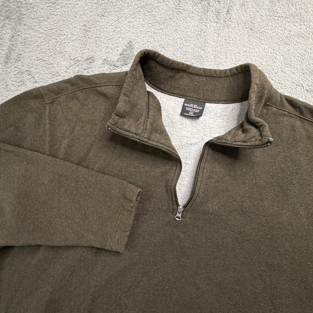 Woolrich Mens XXL Quarter Zip Pullover Fleece Sweatshirt Olive Green 8079